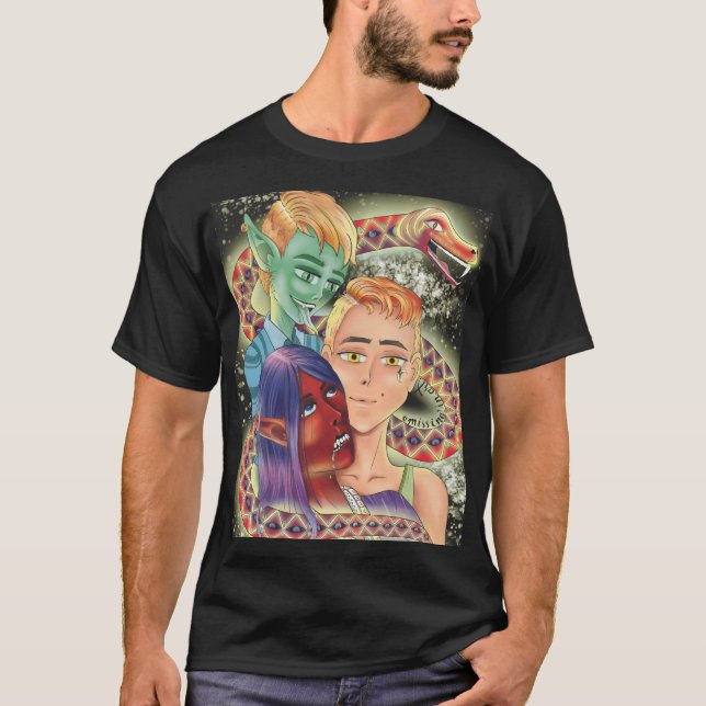 Anime Mystisk Pojkar BL svart herr t-shirt (Framsida)