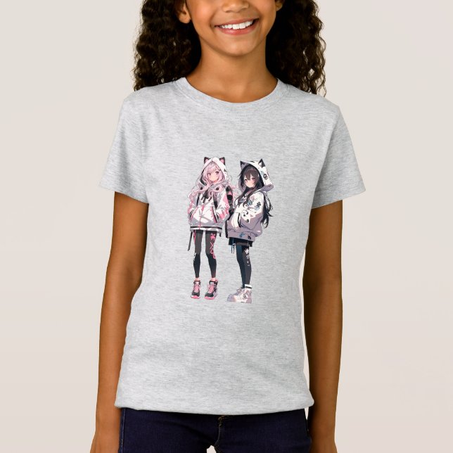 Anime Neko Bestkompis T-Shirt (Framsida)