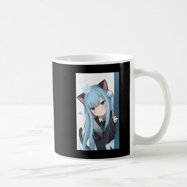 Anime Neko Cat Girl Pastel Kawaii Japanese Waifu O Kaffemugg (Höger)
