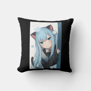 Anime Neko Cat Girl Pastel Kawaii Japanska Waifu O Kudde