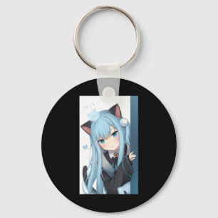 Anime Neko Cat Girl Pastel Kawaii Japanska Waifu O Nyckelring