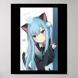Anime Neko Cat Girl Pastel Kawaii Japanska Waifu O Poster