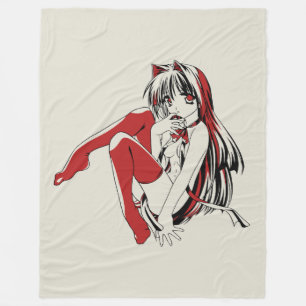 Anime Neko Kattflicka, Söt het Furry, RBP Fleecefilt