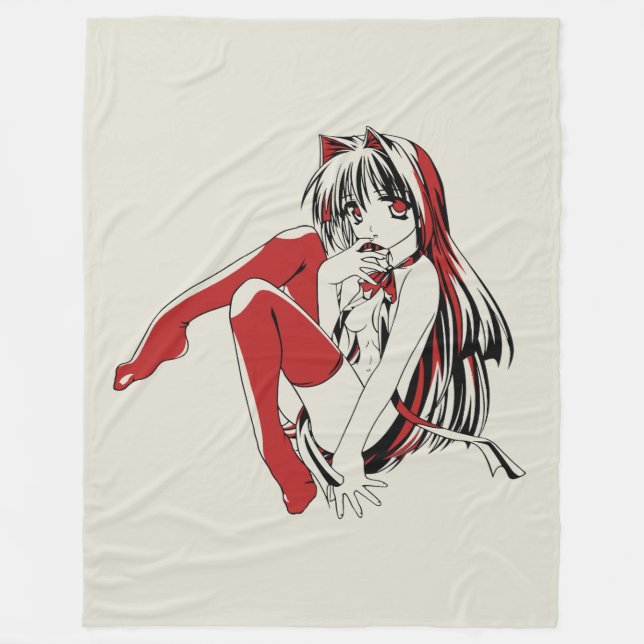 Anime Neko Kattflicka, Söt het Furry, RBP Fleecefilt (Framsidan)