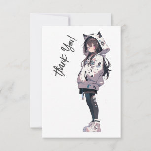 Anime Neko Kawaii Girl Character Tack Kort