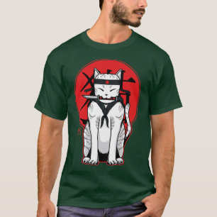 Anime Ninja Cat Samurai Japanska Kawaii Aesthetic  T Shirt