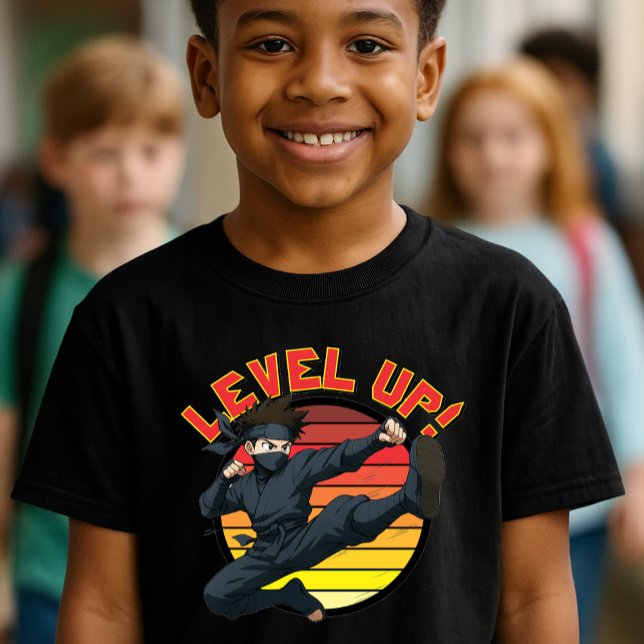 Anime Ninja On Retro Sunset Template T Shirt (Skapare uppladdad)