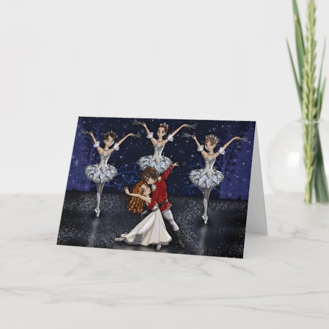 Anime Nutcracker Snöflingor Greeting Card Helgkort (Framsida)