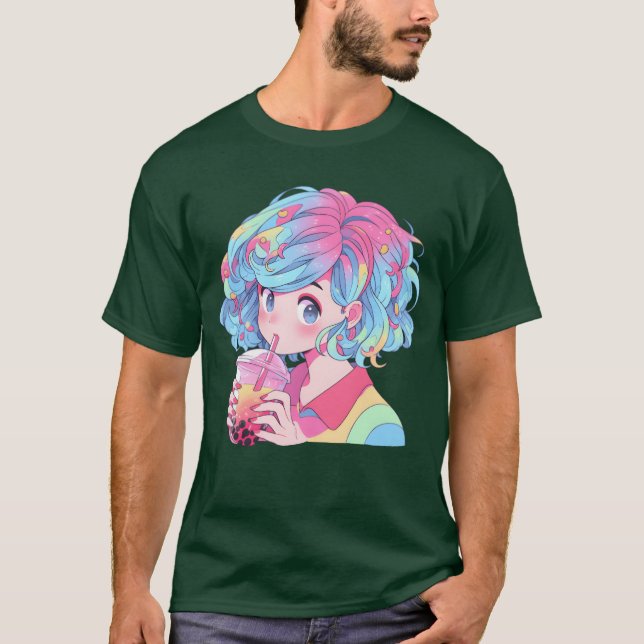 Anime Och Boba Bubbleea familj T Shirt (Framsida)