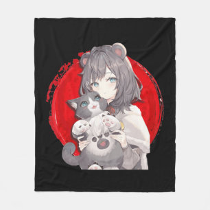 Anime och Cats Älskare japansk Manga kawaii Otaku  Fleecefilt