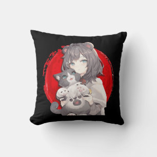 Anime och Cats Älskare japansk Manga kawaii Otaku Kudde
