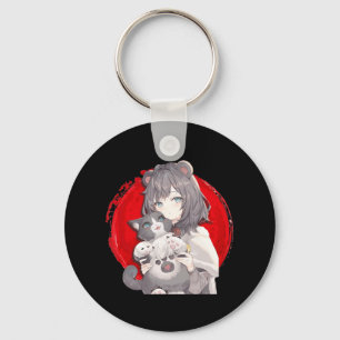 Anime och Cats Älskare japansk Manga kawaii Otaku Nyckelring