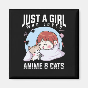 Anime och katter Otaku Japansk Anime Girl Magnet