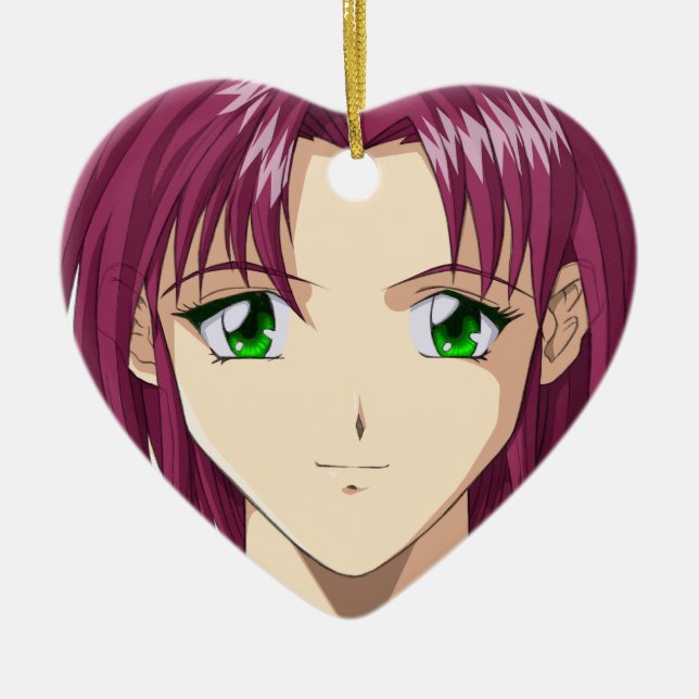 Anime och Manga ansikten Julgransprydnad Keramik (Framsidan)