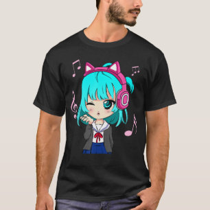Anime och musik tjej foreen Chibi Anime tjej Liten T Shirt