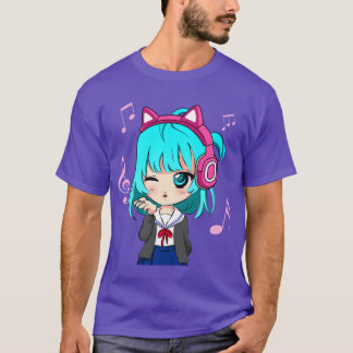 Anime och musik tjej foreen chibi grafik Anime vän T Shirt