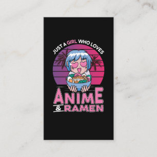 Anime och Ramen Girl Otaku Retro Japanska Manga Visitkort