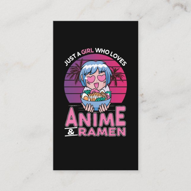 Anime och Ramen Girl Otaku Retro Japanska Manga Visitkort (Framsida)