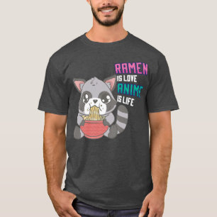 Anime och Ramen Racoon - Otaku Noodle Soppa T Shirt