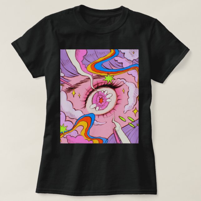 Anime Öga Pastel Kawaii Egirl Aesthetic Jap T Shirt (Design framsida)