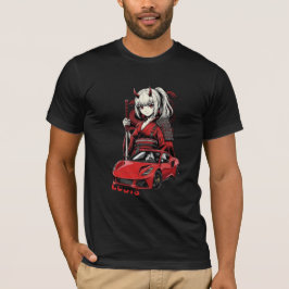 Anime Oni Tjej med Röd Sportbil T-Shirt