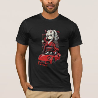 Anime Oni Tjej med Röd Sportbil T-Shirt