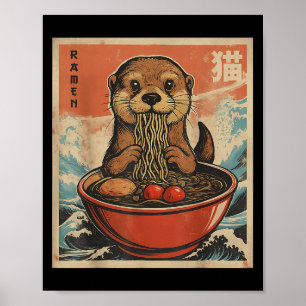 Anime Otter Ramen Japansk Funny Kawaii Gift Manar Poster