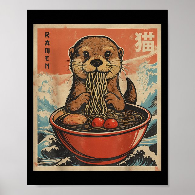 Anime Otter Ramen Japansk Funny Kawaii Gift Manar  Poster (Framsidan)