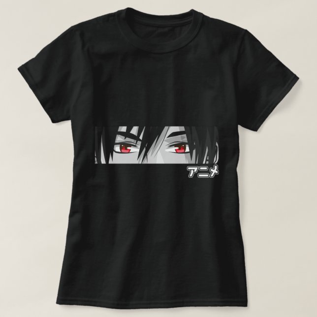 Anime på japanska Characters Kawaii Öga Ansikte pu T Shirt (Design framsida)