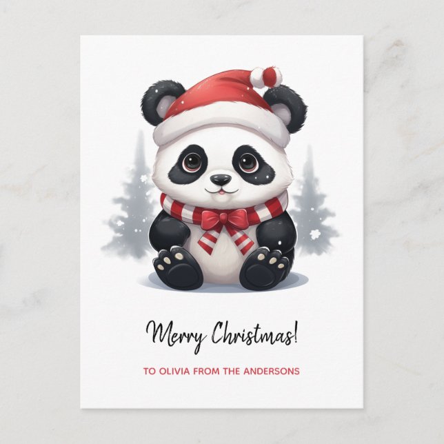 Anime Panda Bear Santa God jul Helg Vykort (Framsida)