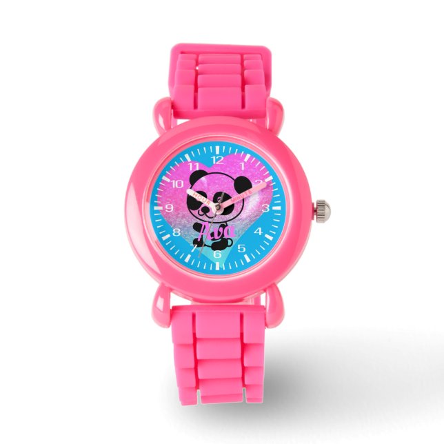Anime Panda Heart Rosa Glitter Bracelet Watch Armbandsur (Framsida)