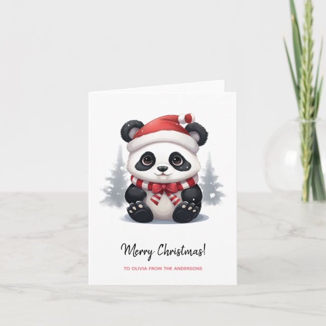 Anime Panda Santa God jul Kort (Framsida)