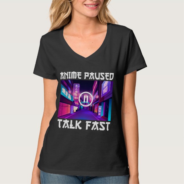 Anime Pausad Snacka Rätt T-Shirt (Framsida)