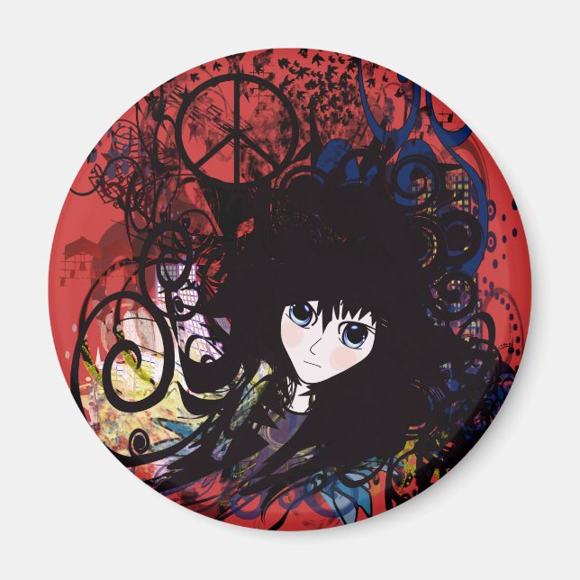 Anime Peace Grunge Magnet (Framsidan)