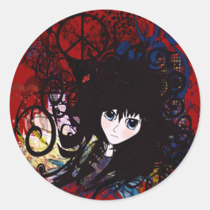 Anime Peace Grunge Runt Klistermärke