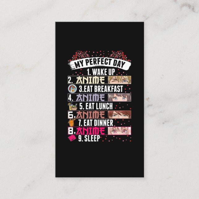 Anime Perfekt Day Otaku Girl Japansk Manga Visitkort (Framsida)