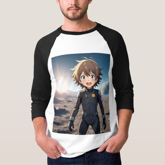 Anime Pojke Astronaut på Utomjordisk Planet – Sci- T Shirt (Framsida)