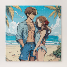 Anime-pojke och flicka