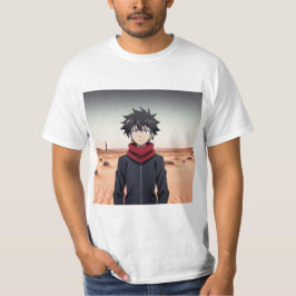 Anime Pojke Stående i Ökenlandskap – Anime Adv T Shirt