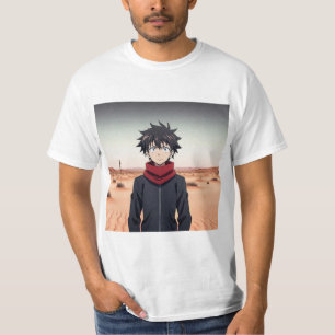 Anime Pojke Stående i Ökenlandskap – Anime Adv T Shirt