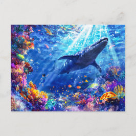 Anime-pojken simmar med Liopleurodon reef Helg Vykort