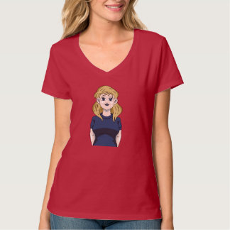Anime Porträtt Skönhet Söt Lång Blond Hår Flicka T Shirt