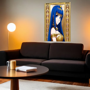 Anime princess blue ögon och hår   AI Art Poster