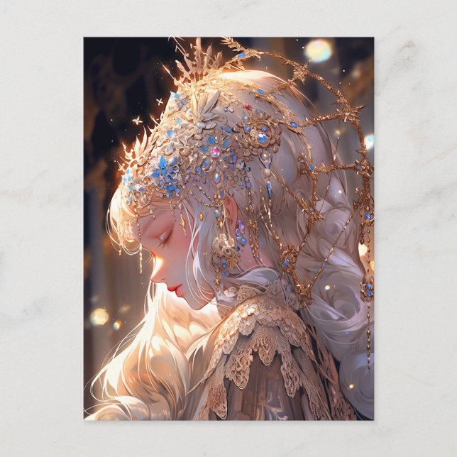 Anime Princess Girl Fantasy Art Vykort (Framsida)