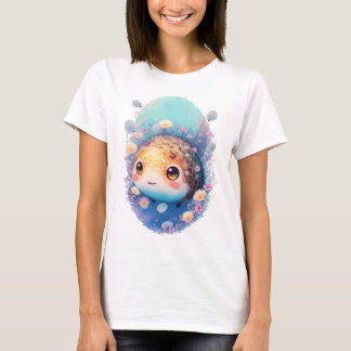 Anime Pufffisk Trädgård Kawaii Akvarell Grafik T Shirt