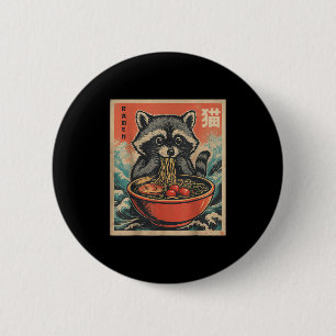Anime Raccoon Ramen Japansk Funny Kawaii Gift Mana Knapp