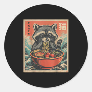 Anime Raccoon Ramen Japansk Funny Kawaii Gift Mana Runt Klistermärke