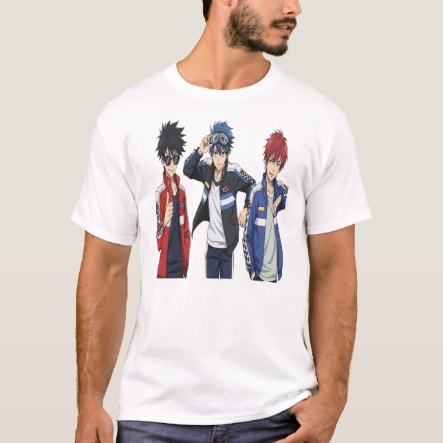 Anime Racing Team Trio T-Shirt - Cool Sports Anime (Framsida)