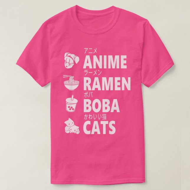 Anime Ramen Boba Cats Japanese Food Lover Manga Ot T Shirt (Design framsida)
