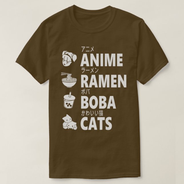 Anime Ramen Boba Cats Japansk Food Älskare Manga O T Shirt (Design framsida)